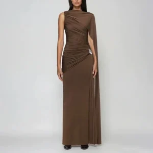 The Ethereal Cape Gown Mocha Brown